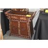 Image 2 : VINTAGE CHINESE MING STYLE ALTAR CABINET W/1 DRAWER & 2 DOORS, INLAID W/MOTHER OF PEARL & LONG LIFE