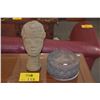 Image 1 : AFRICAN CERAMIC ANCESTOR FIGURE, JOHN YOUNG COLLECTION (12") & RUSTIC CERAMIC POT (7 1/4" X 3 3/4") 
