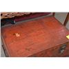 Image 2 : ANTIQUE CHINESE RED LACQUER PIGSKIN CHEST W/PHOENIX & FLOWERS ON STAND (33 1/4" X 23 1/4")