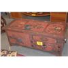 Image 1 : CHINESE RED LACQUER COFFEE TABLE W/2 DRAWERS & 2 CABINETS (50" X 20")