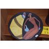 Image 2 : EBONY TRIBAL CARVING & CERAMIC PLATE; SIGNED
