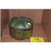 Image 1 : ANTIQUE CHINESE EXPORT GREEN & GOLD TEA CADDY, MELLON SHAPE (8 1/2")
