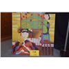 Image 1 : CHINESE HAND PAINTED POLYCHROME FOLK ART, COURTESAN & MAID (19 3/4" X 19 3/4")