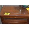 Image 2 : ROSEWOOD SIDE TABLE W/GLASS DOOR & 2 DRAWERS (27 3/4" X 17 3/4")