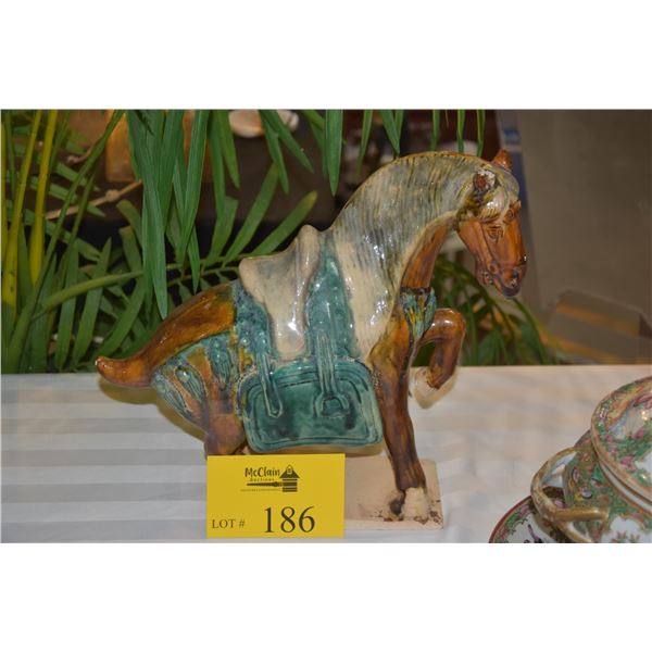 CERAMIC TANG STYLE HORSE (BROKEN EAR) (12")