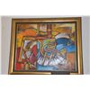 Image 2 : FRAMED PAINTING ON CANVAS, MUSICAL INSTRUMENTS; SIGNED (37" X 30 3/4")