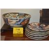 Image 1 : JAPANESE IMARI BOWL, PLATES & STAND (8 PCS)