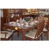 Image 1 : CHINESE ROSEWOOD DINING TABLE W/8 CHAIRS W/CUSHIONS, 2 LEAVES & GLASS TOP