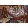 Image 8 : CHINESE ROSEWOOD DINING TABLE W/8 CHAIRS W/CUSHIONS, 2 LEAVES & GLASS TOP