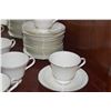 Image 2 : WEDGWOOD BONE SILVER CHINA SERVING PLATTERS, BOWLS, GRAVY BOATS, CUPS & SAUCERS (34 PCS)