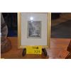 Image 1 : FRAMED VINTAGE LITHOGRAPH PRINT, MAN W/CANOE IN CORNER; H. POOLE (10 1/4" X 8 5/8")