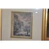 Image 2 : FRAMED VINTAGE LITHOGRAPH PRINT, MAN W/CANOE IN CORNER; H. POOLE (10 1/4" X 8 5/8")