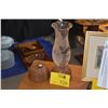 Image 1 : 1930'S CARVED ANTHURIUM CANDLE HOLDERS, 1 W/ETCHED HURRICANE GLASS, KATHERINE REID FOR THE WOODROSE 
