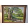 Image 2 : FRAMED OIL ON BOARD, TREE & GARDEN; SIGNED CHAMBLESS (24" X 20")