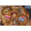Image 2 : MONKEYPOD SECTIONED LAZY SUSAN & LEAF SHAPED SECTIONAL BOWLS & MINI IPU'S & DOLL (10 PCS)