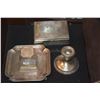 Image 1 : STERLING BOX, INKWELL W/TRAY & CANDLESTICK HOLDER (3 PCS)