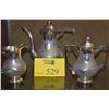 Image 1 : CHINESE ANTIQUE SILVER EXPORT TEA SET, DRAGON MOTIF W/MAKER MARKS (3 PCS)