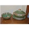Image 2 : CHINESE FAMILLE CABBAGE LEAF PORCELAIN TUREEN, BOWL & SPOON (4 PCS)