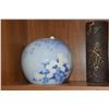 Image 2 : JAPANESE BULB VASE (2" X 7"), JAPANESE ALTAR CANDLEHOLDERS (PAIR) (3 1/4" X 6 1/4") & JAPANESE IRON 