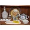 Image 1 : MIXED LOT: PLATES, STATUARY, TEA POT & BOTTLE, ETC. (11 PCS)