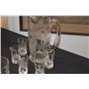 Image 1 : ETCHED GLASS PITCHER & ETCHED SHOT GLASSES (6 PCS)