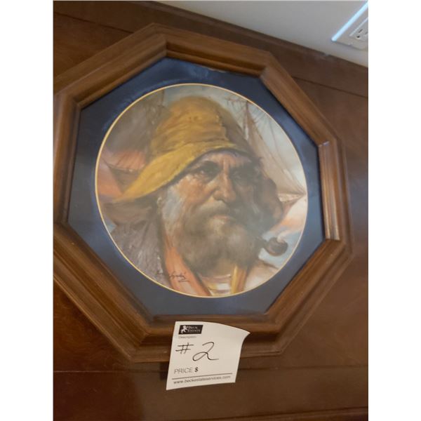 Framed Collectors Plate "The Whaler"  No. 3721 Out Of 7500