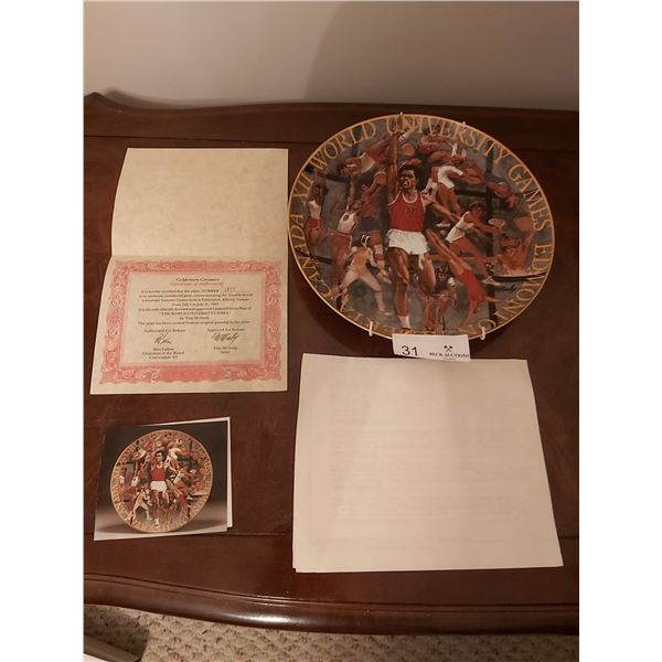 The World University Games Edmonton Collector Plate