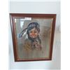 Image 3 : Two Needle Point Aboriginal Girls With Oil Painting Of Young Aboriginal Girl