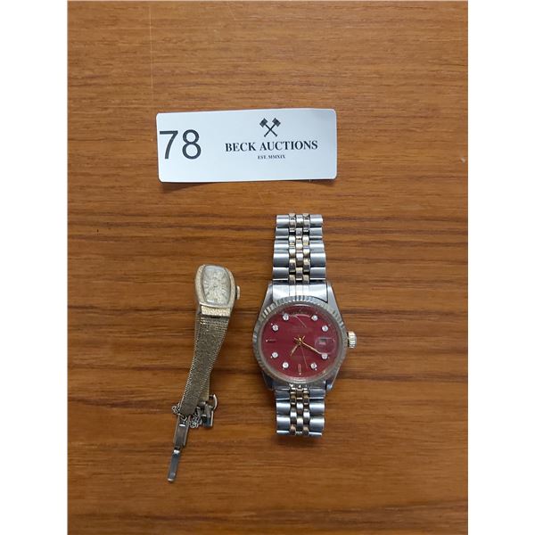 Two Women's Watches One Is A Rolex Replica