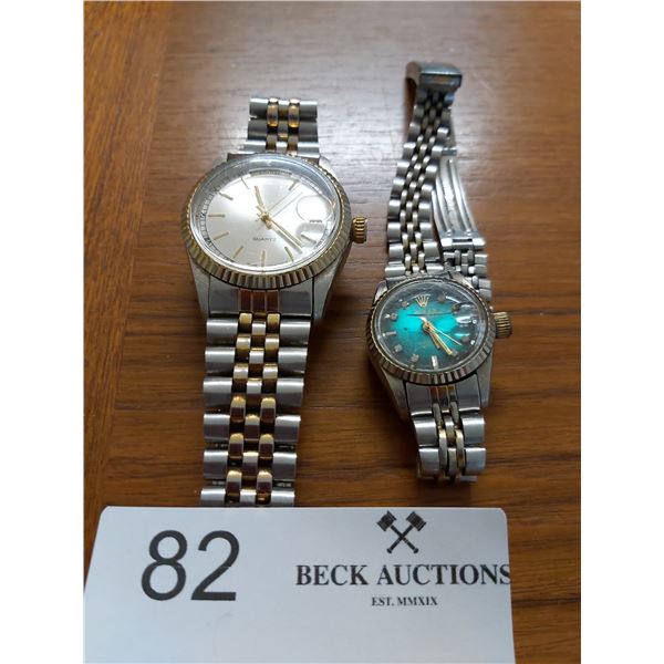 Two Women's Watches Quartz And Rolex (Replica)