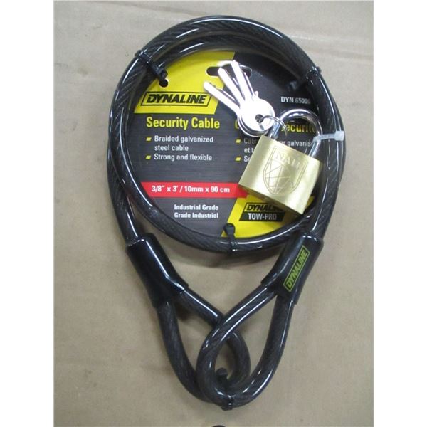 NEW:  3/8" X 3' SECURITY CABLE C/W LOCK