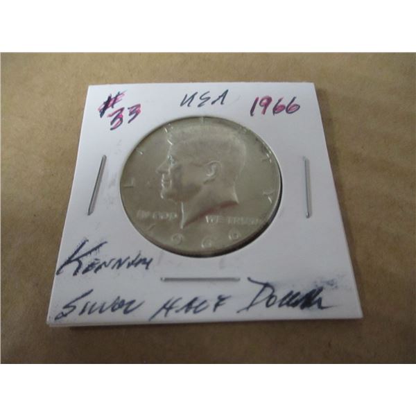 1966 USA KENNEDY SILVER HALF DOLLAR