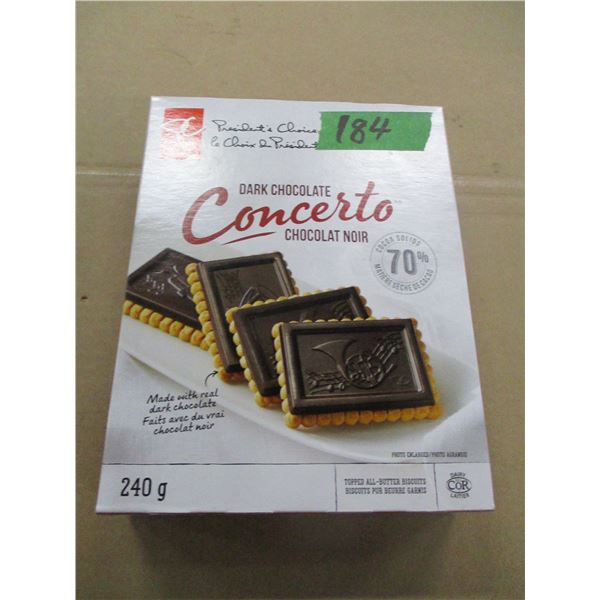 SHELF PULLS (AS IS):  DARK CHCOLATE CONCERTO BISCUITS (240G) - PACKAGE