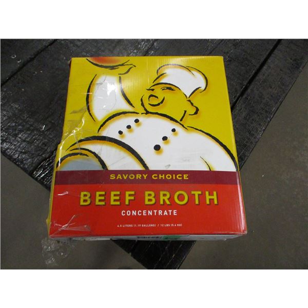 FREIGHT DAMAGE (AS IS):  BOX C/W LIQUID BEEF BROTH