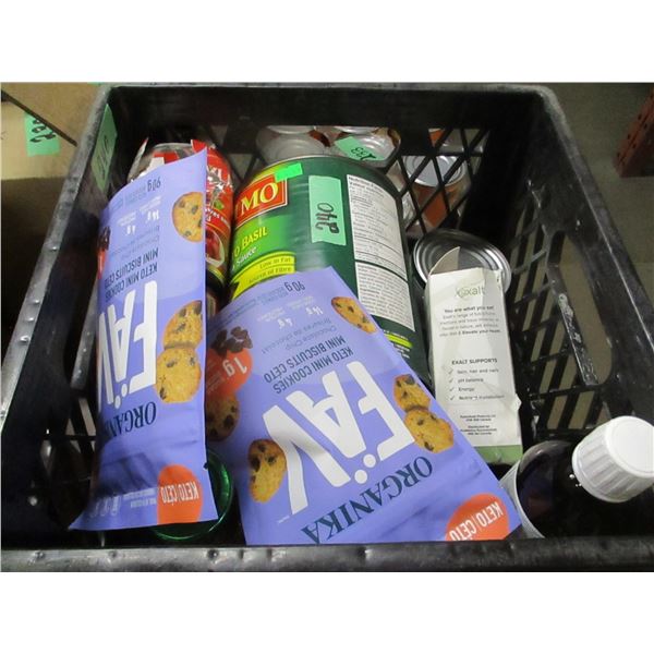 FREIGHT DAMAGE (AS IS):  TOTE C/W CANNED GOODS, ETC