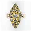 Image 1 : Antique Victorian 14k Rosy Yellow Gold Rose Cut Diamond Marquise Navette Ring