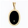 Image 3 : Large Vintage 14K Yellow Gold .44 ctw Diamond & Onyx Tulip Flower Bouquet Pendan