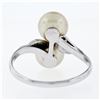 Image 7 : Antique Art Deco Platinum Mikimoto 7.5mm Dual Golden Pearl Engraved Bypass Ring