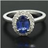 Image 5 : Petite 14k White Gold 1.58 ctw Violet Blue Oval Tanzanite Round Diamond Halo Rin