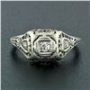 Image 2 : Antique Art Deco 18k Gold Old European & Single Cut Diamond Puffed Filigree Ring