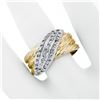 Image 3 : Vintage Mens 14K TT Gold .30 ctw Diamond Wrap Textured Triple Cable Wide Band Ri
