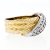 Image 5 : Vintage Mens 14K TT Gold .30 ctw Diamond Wrap Textured Triple Cable Wide Band Ri