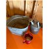 Image 2 : Galvanized Tub and watering cans