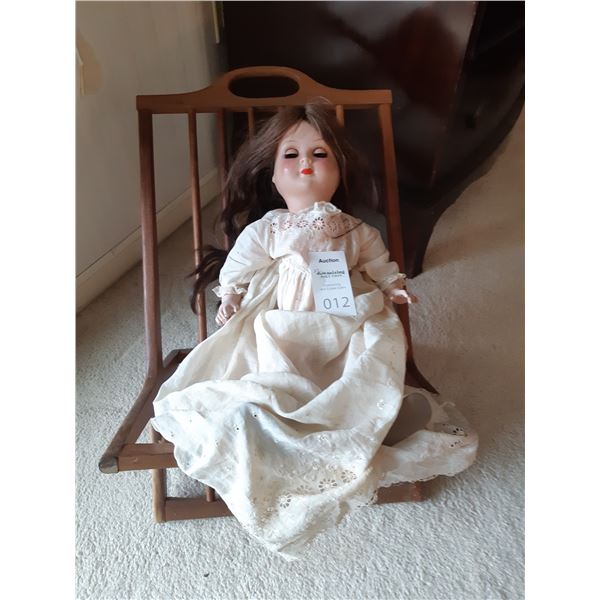 MCM Magazine rack and doll A