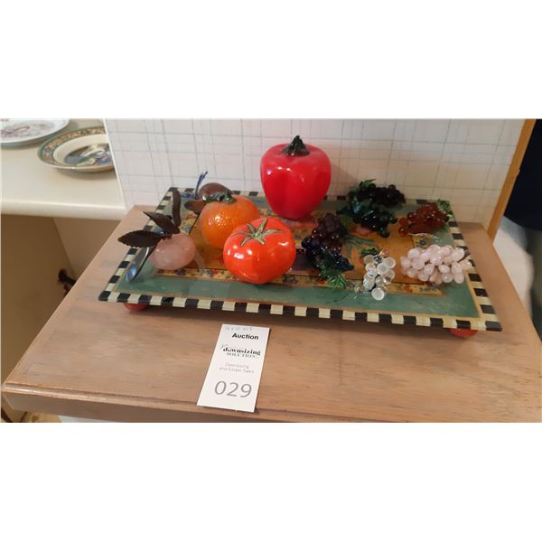 Glass and Stone Fruits and Tray B