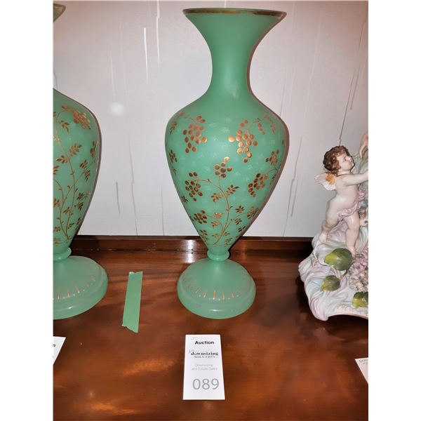 Large Antique Baccarat French Opaline Glass Vase, Cat A