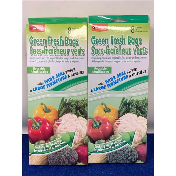 Green Fresh Bags with Side Seal Zipper (2 x 8)