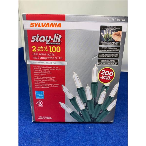 Sylvania 2 sets of 100 LED Mini Lights- Pure White