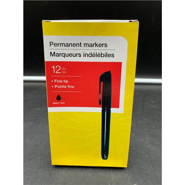Black Fine Tip Permanent Markers (12qty)