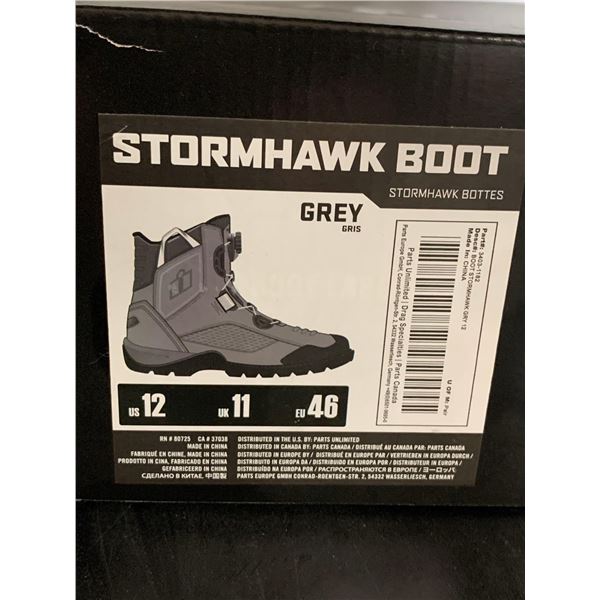 Icon Stormhawk Motorcycle Boots Grey Men's Size 12